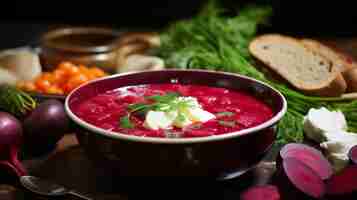 Photo ukrainian beetroot soup also known as borscht