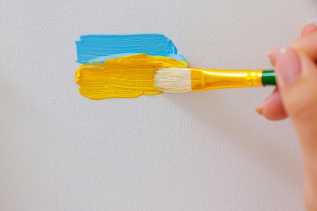 Ukrainian flag painted on canvas