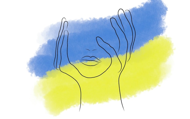 Фото Украинский флаг концепция поддержки украины и украинских сильных людей патриотический дух