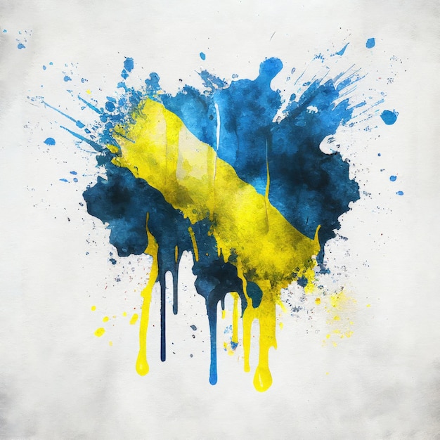 Ukrainian flag in watercolor style by Generative AI