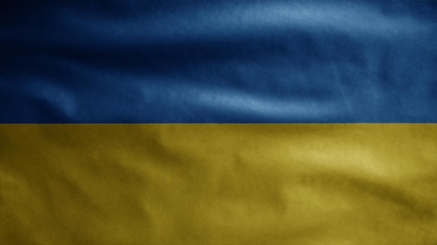 Ukrainian flag waving on wind Close up of Ukraine banner blowing soft and smooth silk Cloth fabric texture ensign background Use it for national day and country occasions concept