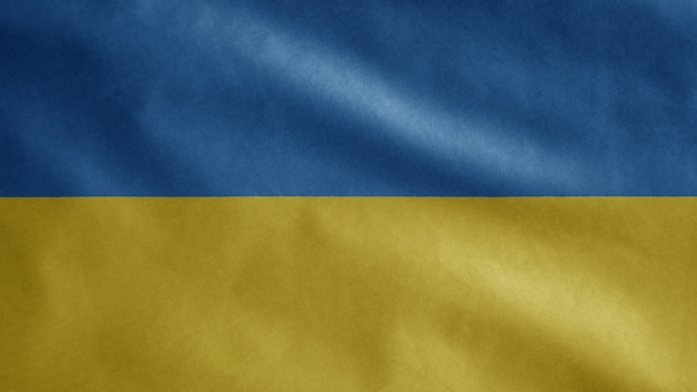 Ukrainian flag waving in the wind. Ukraine template blowing, soft and smooth silk. Cloth fabric texture ensign background. Use it for national day and country occasions concept.