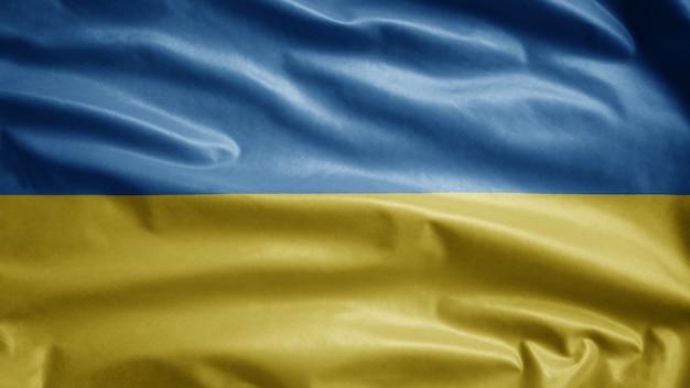 Ukrainian flag waving in the wind