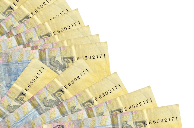 Photo ukrainian hryvnia bills lies isolatednd