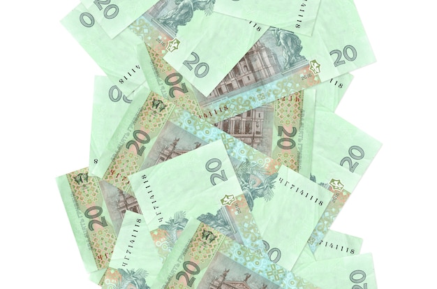 Photo ukrainian hryvnias bills on a white background