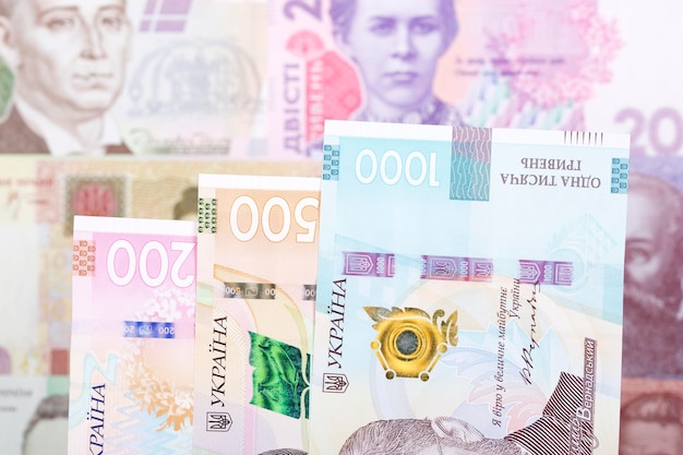 Ukrainian money Hryvnia a business background