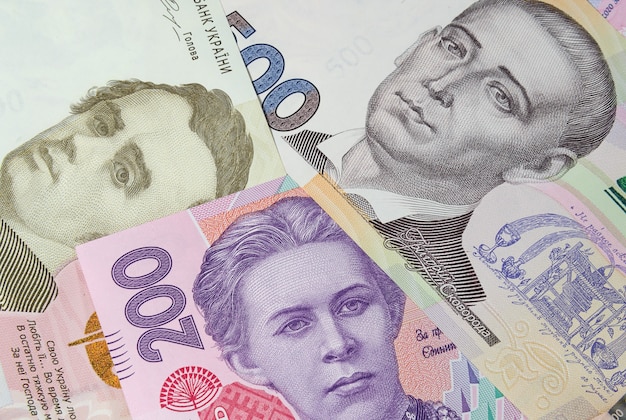 Ukrainian paper money close up