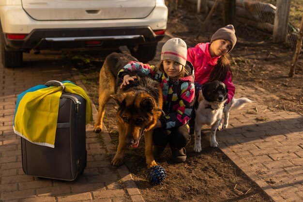 Ukrainian refugees escaping to europe during russian war.