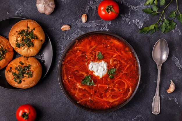 Ukrainian and Russian traditional red soup