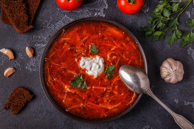 Ukrainian and Russian traditional red soup