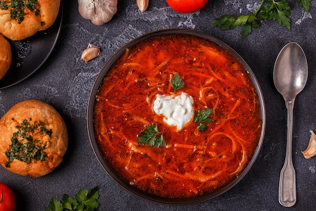 Ukrainian and Russian traditional red soup