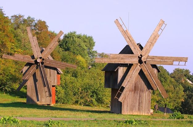 Ukrainian windmills in the village