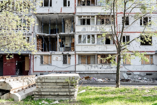 Ukraininan city buildings during war