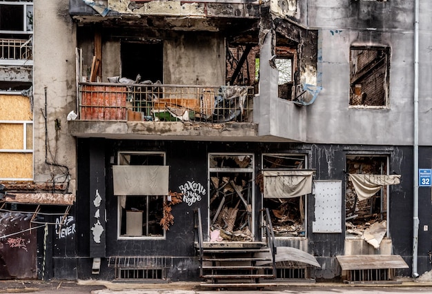 Ukraininan stadsgebouwen tijdens oorlog