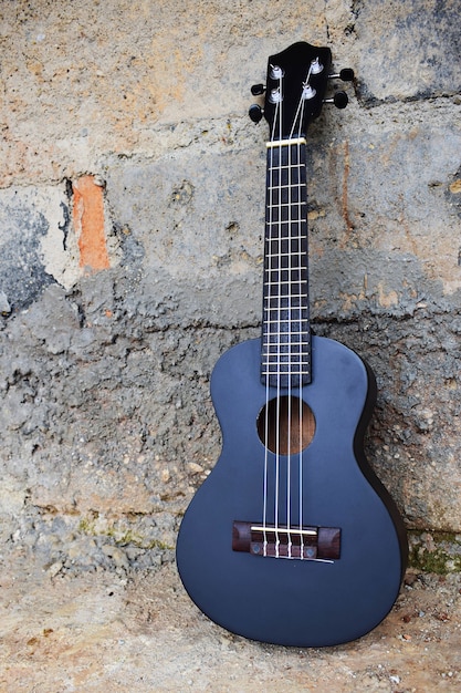 Chitarra ukulele sul muro