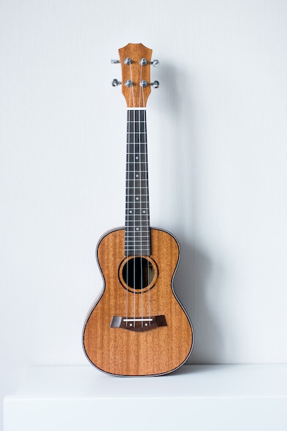 Ukulele on a white