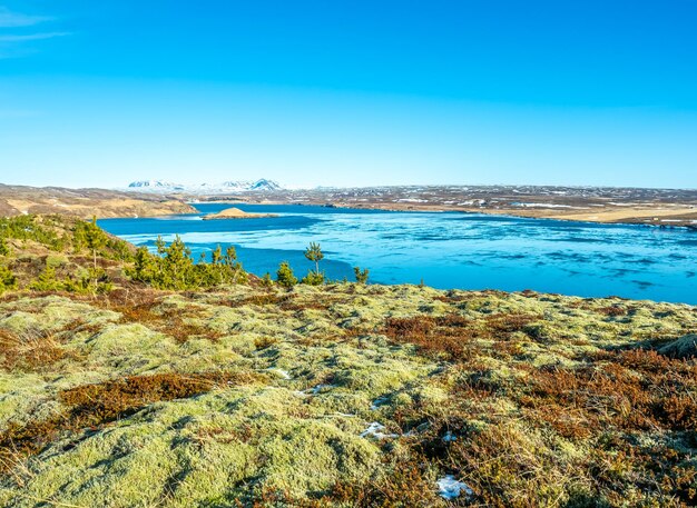 Ulfljotfvatn lake located in southern of Iceland with surrounding nature beautiful view