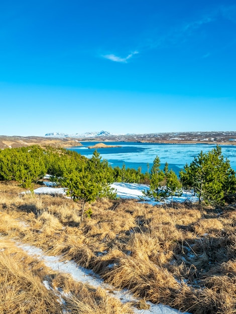 Ulfljotfvatn-meer gelegen in het zuiden van IJsland met prachtig uitzicht op de omliggende natuur