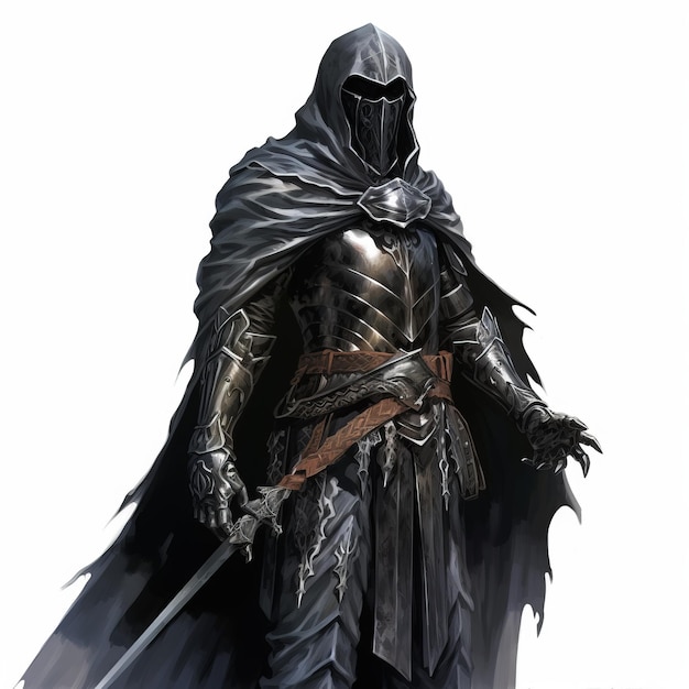 Ulna Guard In Black Armor And Cape Dungeons And Dragons Artwork