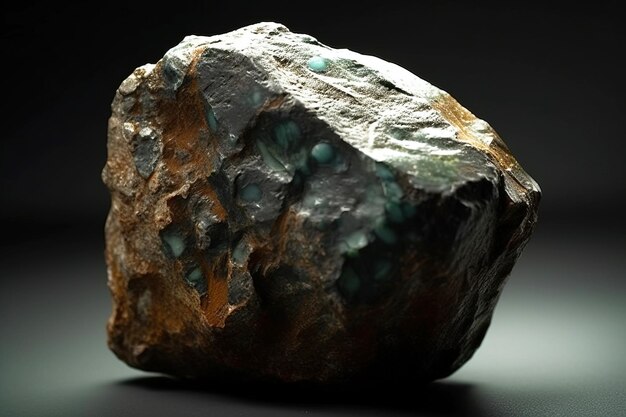 Ulrichite fossiele minerale steen Geologische kristallijne fossiel Donkere achtergrond close-up