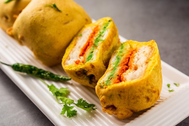 Ulta vada pav is made with a spicy potato stuffed bun called\
pav inside vada inside out wada pao