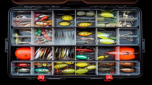 Premium Photo  The Ultimate Fishing Kit A Comprehensive Selection of Lures  and Gear for the Avid Fisher