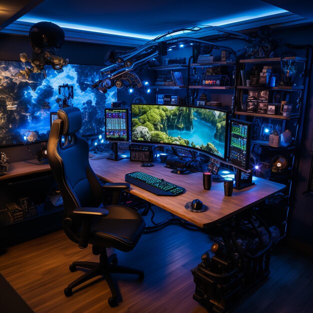 Premium AI Image Ultimate gaming computer desktop setup