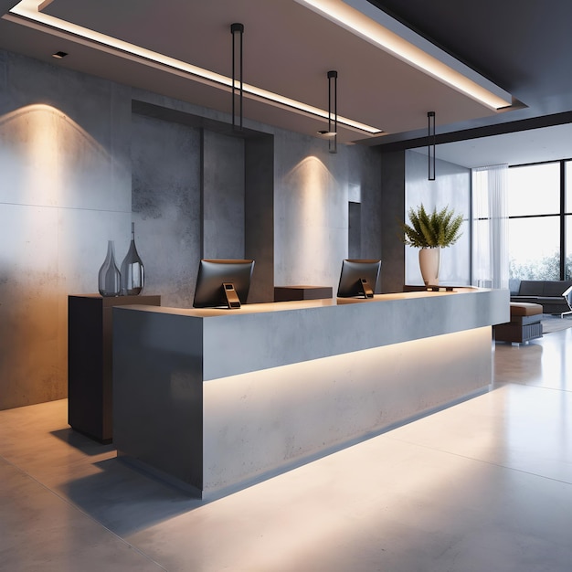 The Ultimate Modern Office Sleek Reception Desk for CuttingEdge Concierge Services in a Contempora