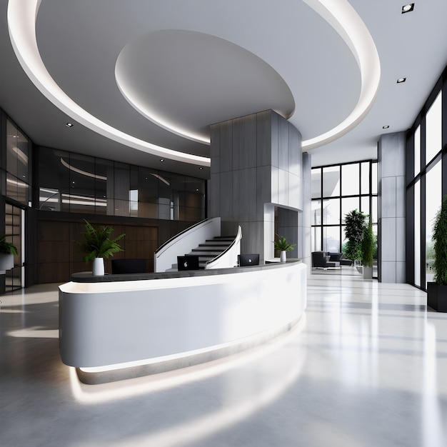 The Ultimate Modern Office Sleek Reception Desk for CuttingEdge Concierge Services in a Contempora
