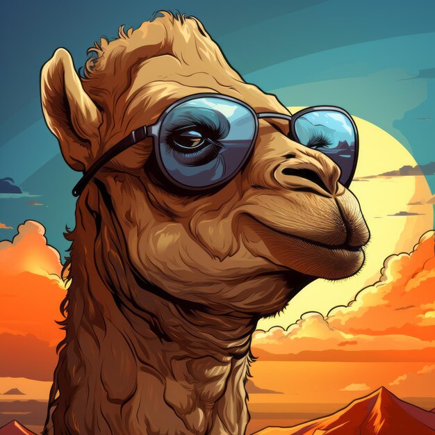 Photo ultra cartoon camel with bad attitude and cool accessories