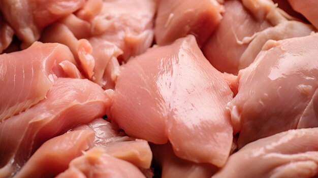 Ultra CloseUp of Raw Chicken Meat Crystal Clear Photo