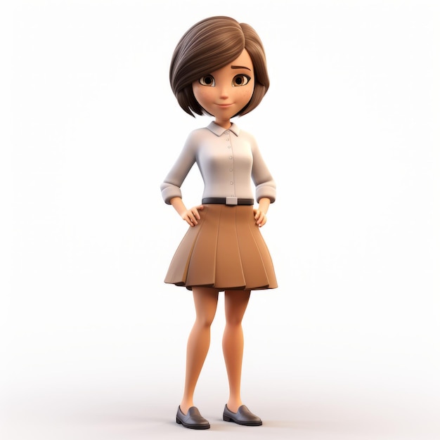 Ultra Detailed 3d Render Of Emma Vector Girl With Brown Skirt