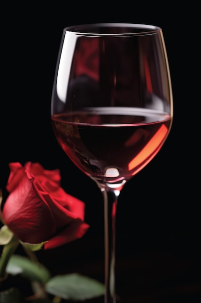 Foto vino rosso ultra dettagliato 8k rose in bicchiere di vino generative ai