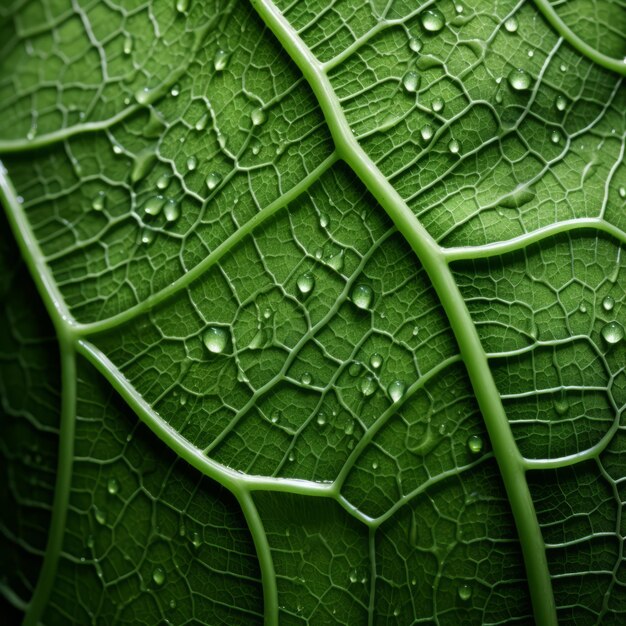 Ultra Detailed Close Up Image Of A Snapdragon Leaf With Water Droplets