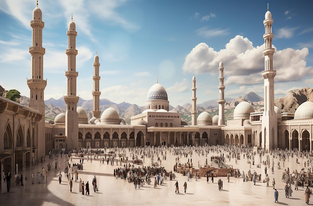 ultra detailed photograph of massive and great mosque