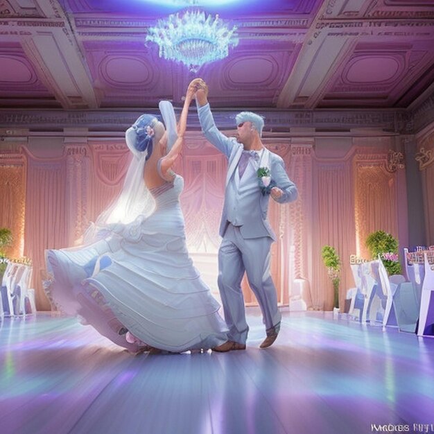 Photo ultra detailed wedding hall dance a joyful atmosphere captured in high definition