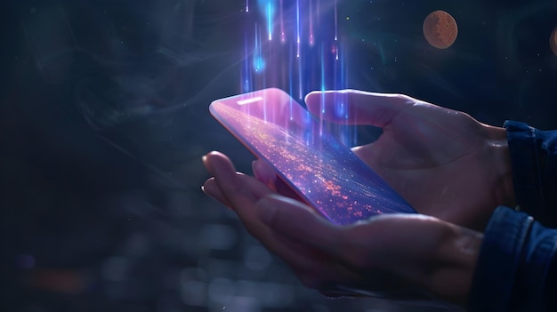 Ultra dunne smartphone met holografische projectie en naadloze AID-aangedreven interface