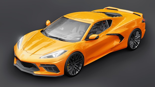 Ultra-modern super sports car with a mid-engine layout on a white isolated background. a car for racing on the track and on the straight. 3d illustration