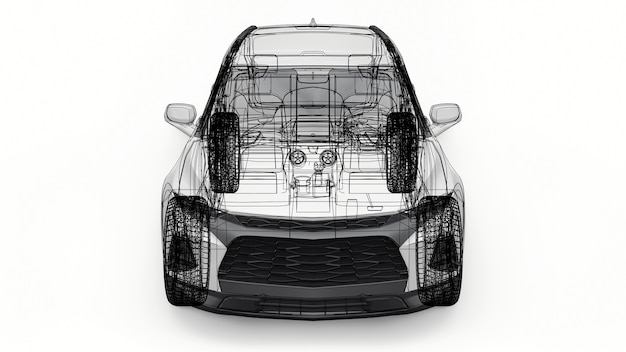 Suv ultramoderno con un design espressivo accattivante per giovani e famiglie illustrazione 3d.