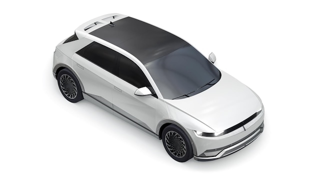 Ultra progressieve elektrische hatchback SUV voor mensen die van technologie houden auto op een witte