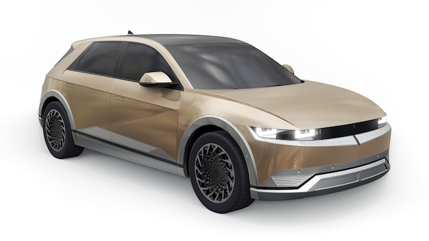 Foto suv hatchback elettrico ultra progressivo per le persone che amano la tecnologia auto su sfondo bianco isolato illustrazione 3d