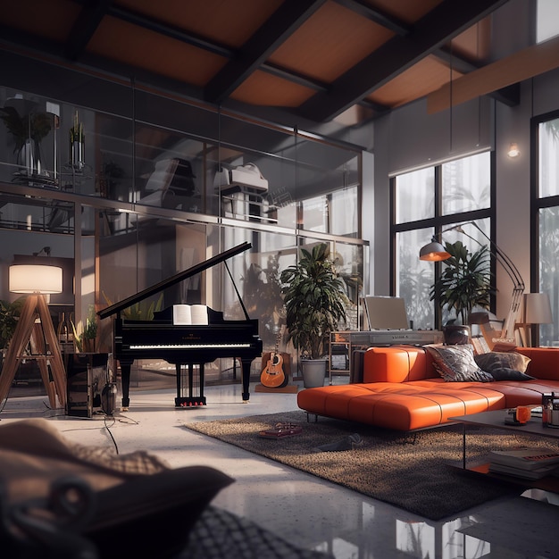 Ultra Realism Interior Design Music Studio Medium