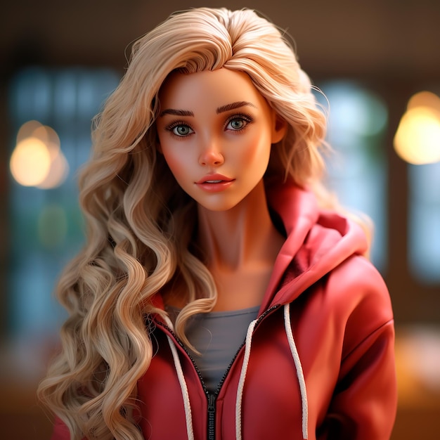 Ultra realistic 3D Barbie movie blonde doll with pink outfits