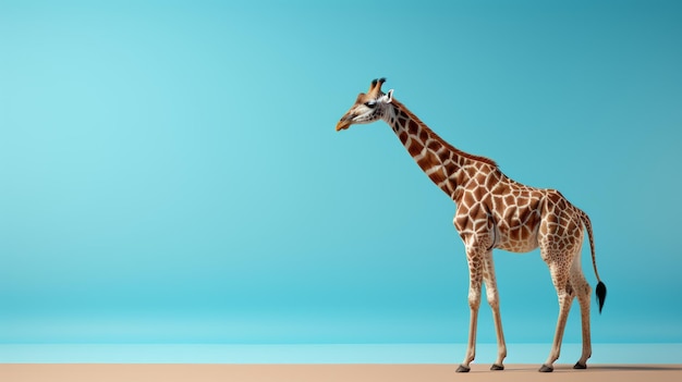 Фото Ультрареалистичный 8к 3d жираф, стоящий у берега моря