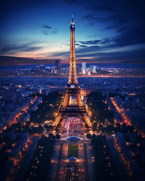 Premium AI Image | Ultra Realistic Aerial of Eiffel Tower in Paris