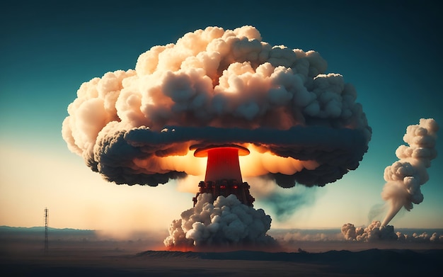 Photo ultra realistic atomic explosions generated by ai