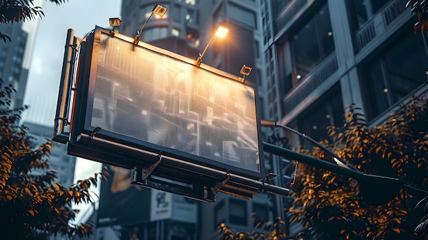 Ultra Realistic Business District Monument Sign in Modern Cityscape Conceptual Photo