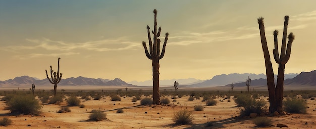 超現実的な砂漠の幻影 乾燥した風景の熱と回復力を捉える 地球の日ウォット