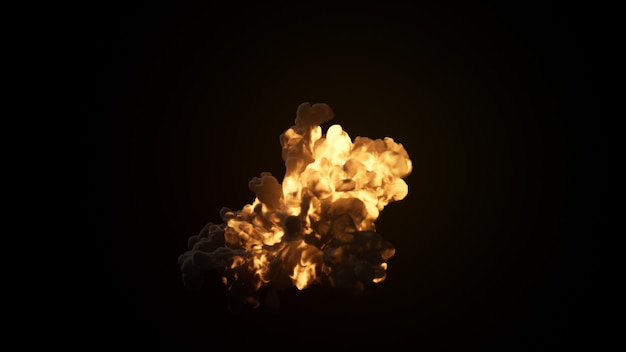 Ultra realistic explosion with thick black smoke on an isolated black background