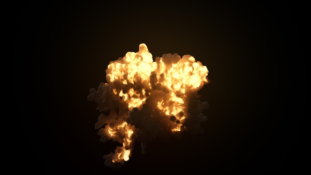 Ultra realistic explosion with thick black smoke on an isolated black background